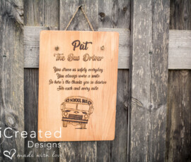Personalised woodburned bus driver gift plaque by RhiCreated Designs