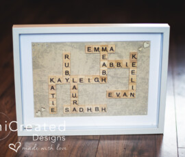 Personalised Family scrabble frame gift by RhiCreated Designs