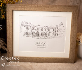 Personalised Wedding Venue Illustration in Pen by RhiCreated Designs