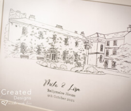 Personalised Wedding Venue Illustration in Pen by RhiCreated Designs