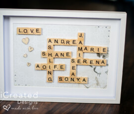 Personalised Family scrabble frame gift by RhiCreated Designs