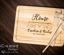Personalised Wooden Chopping board gift set by RhiCreated Designs