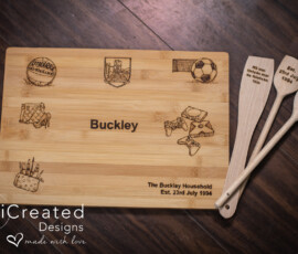 Personalised Wooden Chopping board gift set by RhiCreated Designs