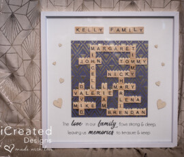 Personalised Family scrabble frame gift by RhiCreated Designs