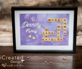 Personalised Family scrabble frame gift by RhiCreated Designs
