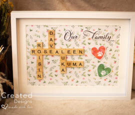 Personalised Family scrabble frame gift by RhiCreated Designs