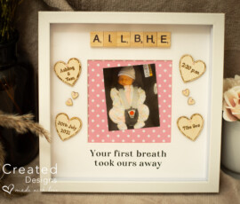 Personalised New Baby scrabble frame gift by RhiCreated Designs