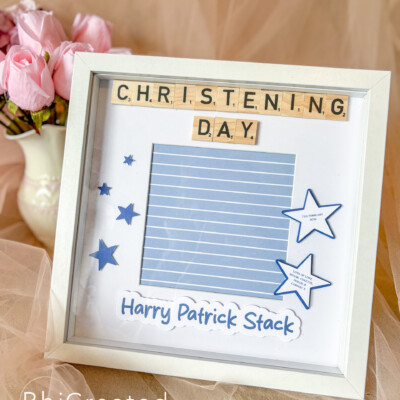 Personalised Christening scrabble frame gift by RhiCreated Designs