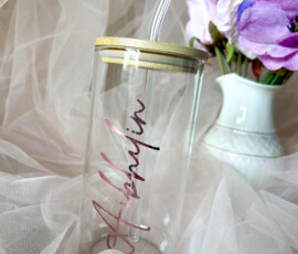 Personalised glass drinkware by RhiCreated