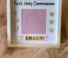 Personalised communion scrabble frame gift by RhiCreated Designs