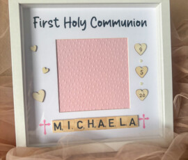 Personalised communion scrabble frame gift