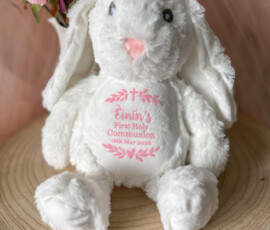 Personalised Communion Bunny Teddy in white by RhiCreated Designs