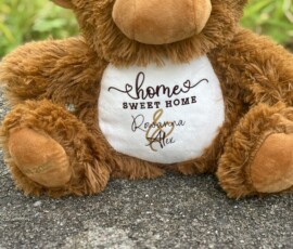 Personalised Highland cow teddy for new home gift by RhiCreated
