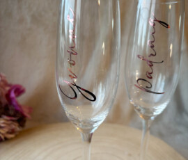 Personalised champagne glass by RhiCreated